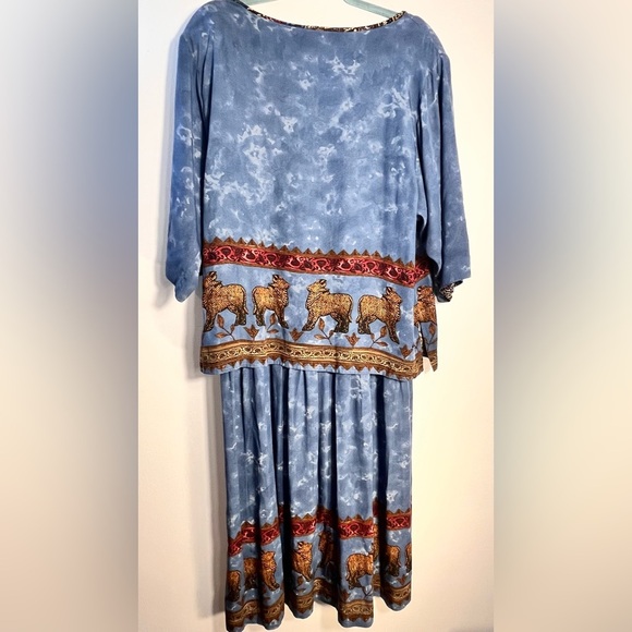 Vintage Platinum by Dorothy Schoelen boho animal print shoulder pads maxi dress - Picture 9 of 9